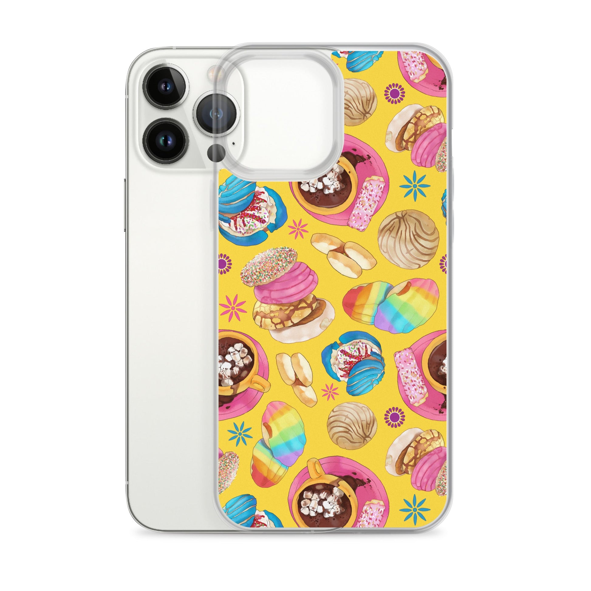 Colorful Pan Dulce iPhone® Clear Case showcasing vibrant designs, perfect for style and protection from everyday wear.