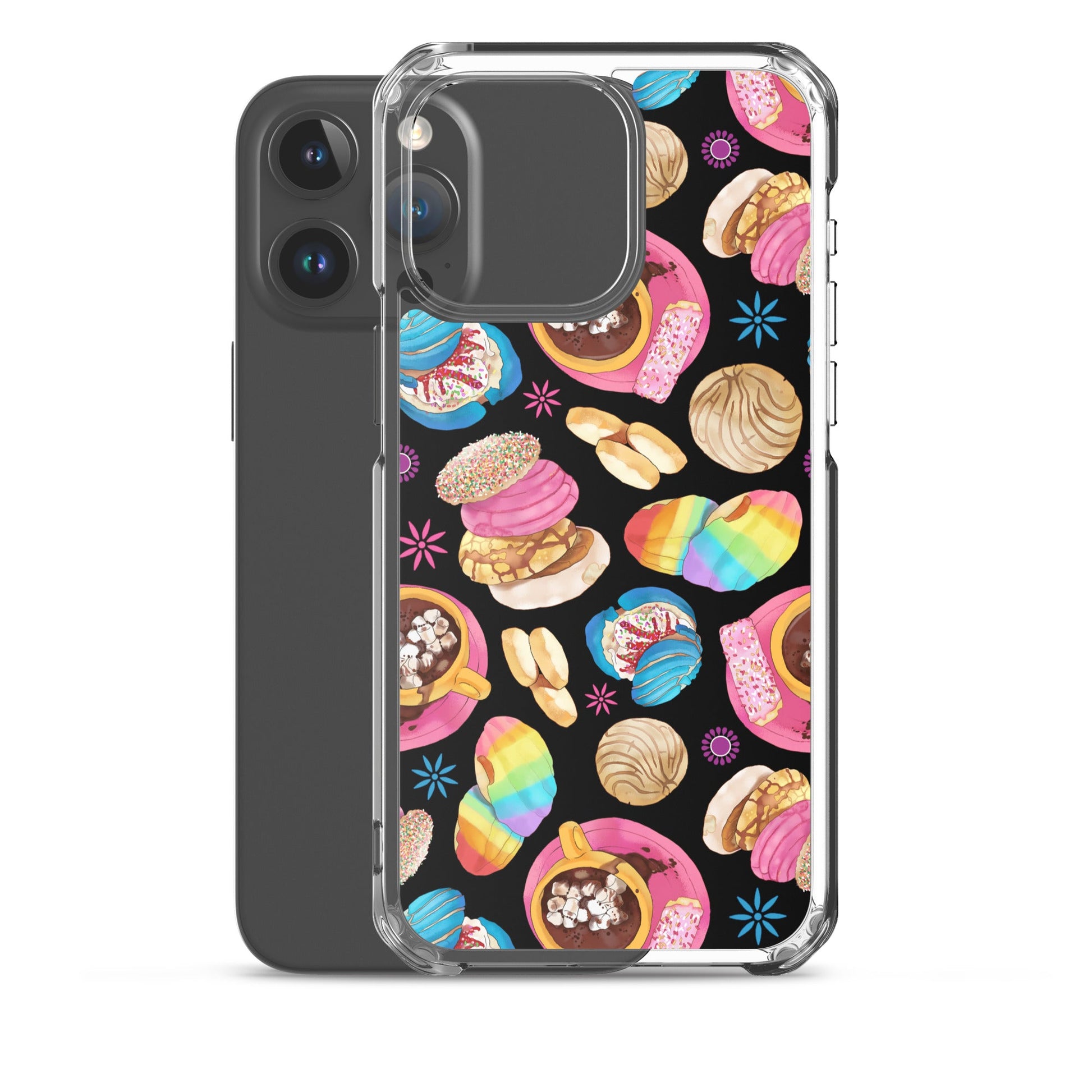 Protect your iPhone® stylishly with the Pan Dulce iPhone® Clear Case featuring colorful dessert designs.