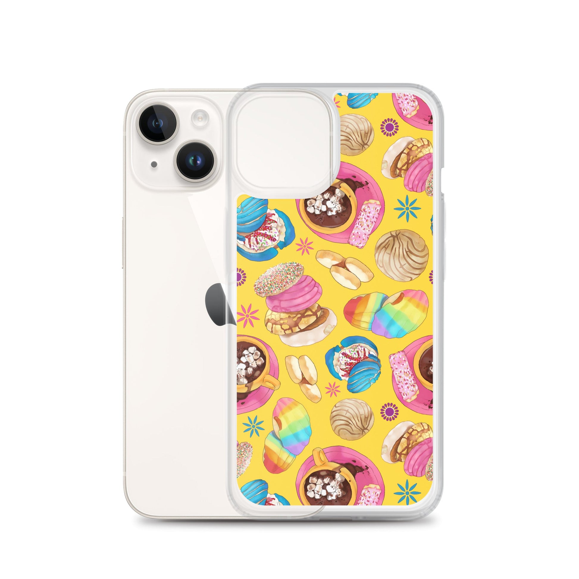 Colorful Pan Dulce iPhone® Clear Case showcasing a fun dessert design, perfect for protection and style.