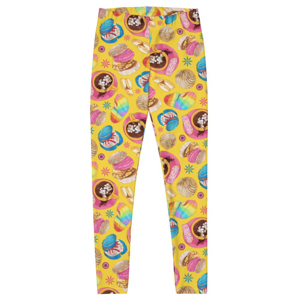 Stylish Pan Dulce Leggings featuring colorful baked goods, perfect for gym or casual wear. Embrace comfort and fun!