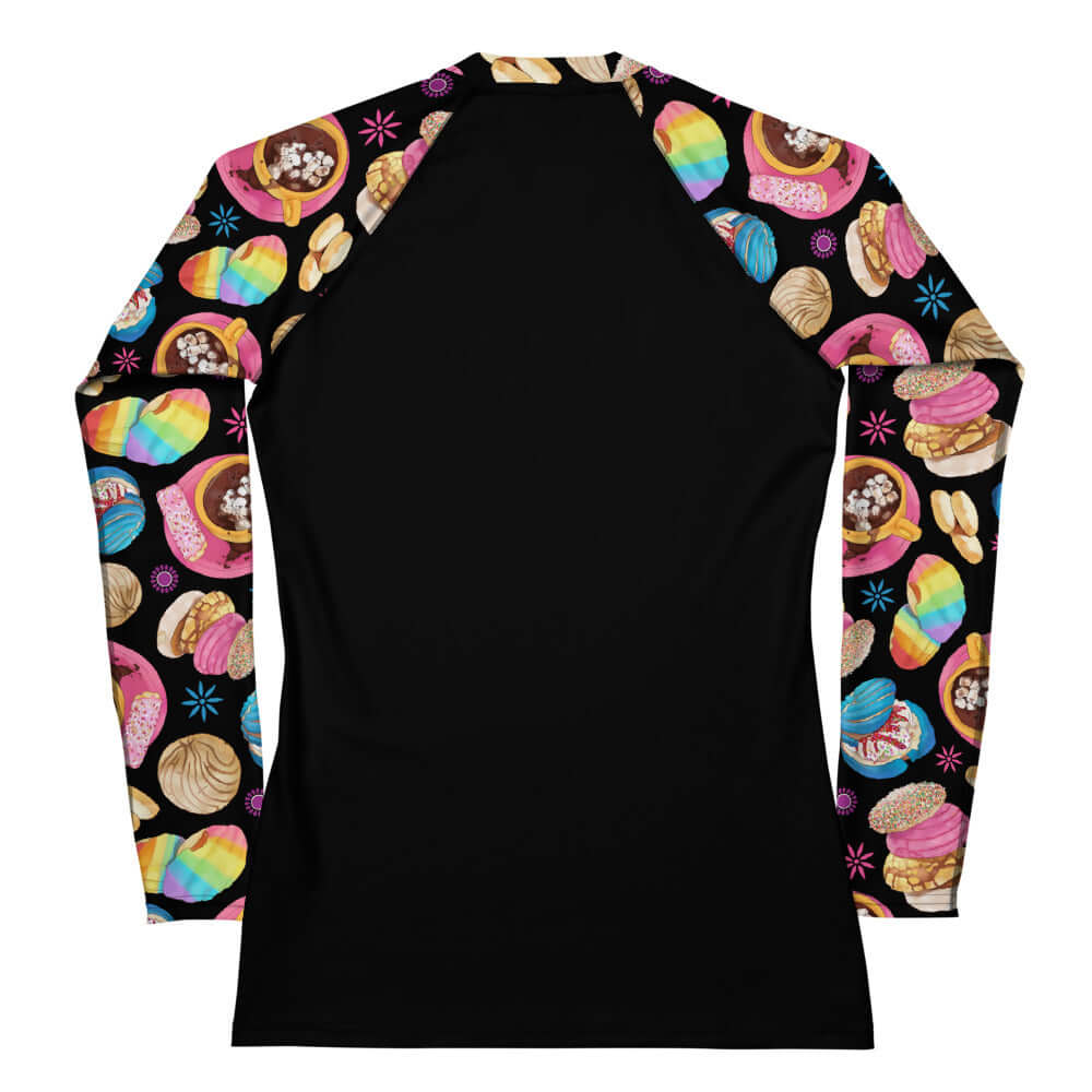 Explore the Pan Dulce Rash Guard with a fun design, perfect for sun protection during active sports.