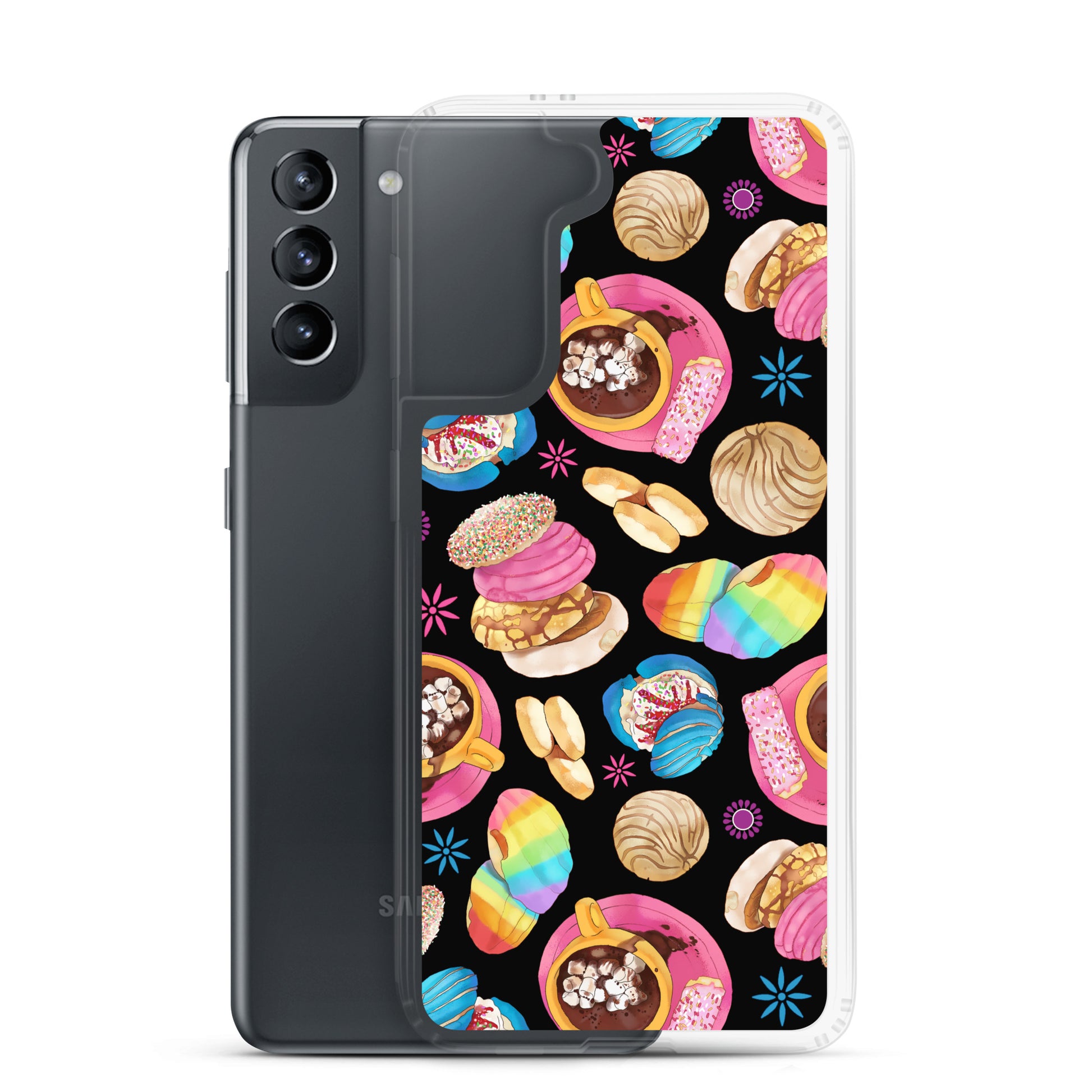 Colorful Pan Dulce Samsung® Clear Case showcases delightful baked treats, protecting your phone with style and charm.