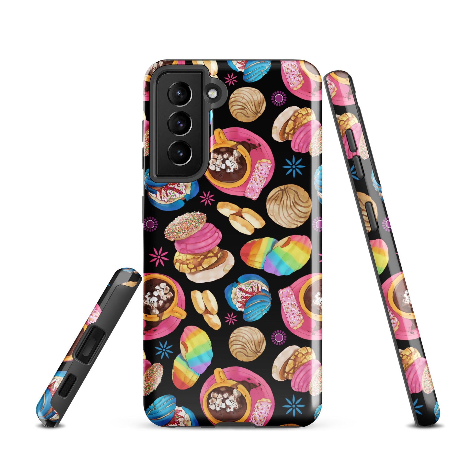 Colorful Pan Dulce Samsung® Tough Case featuring vibrant pastry designs, providing stylish protection for your phone.