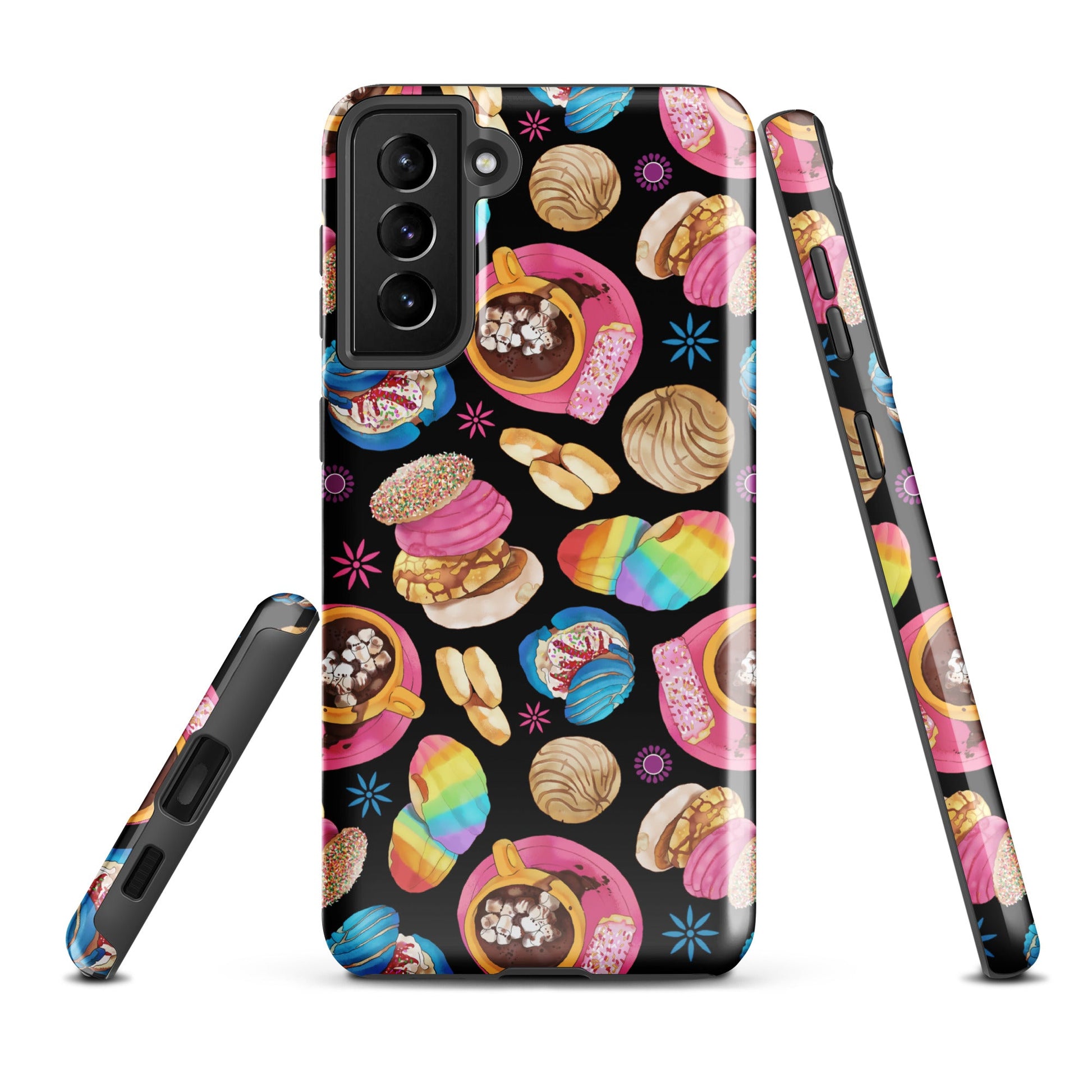Colorful Pan Dulce Samsung® Tough Case featuring vibrant dessert designs, offering durability and style for your phone.