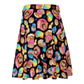 Colorful Pan Dulce Skater Skirt features a fun dessert print, perfect for sunny days and a flattering fit for all.