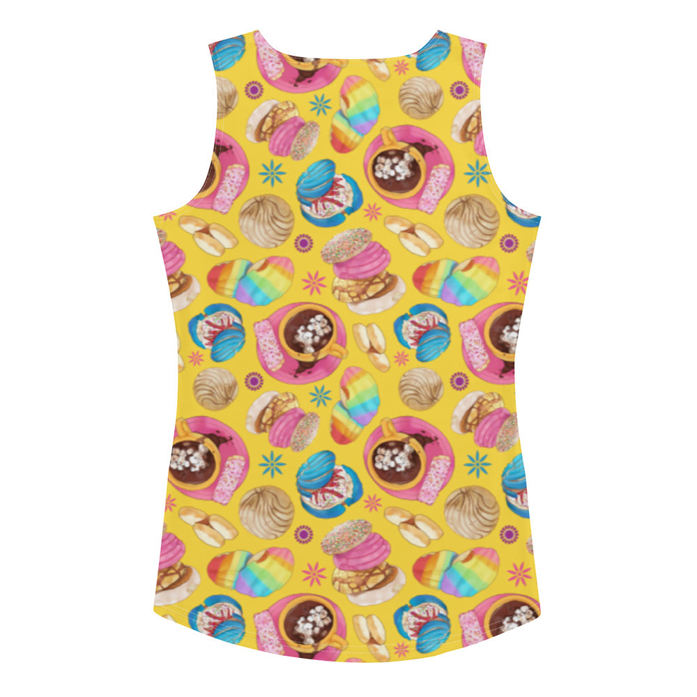 Bright and colorful Pan Dulce Tank Top featuring a playful dessert print for a fun, stylish look.