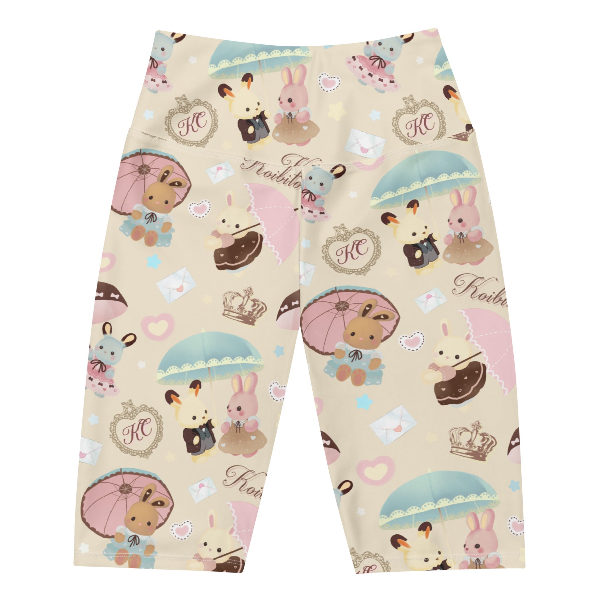 Cute Parasol Bunny Biker Shorts featuring adorable bunny and umbrella designs, perfect for springtime adventures.
