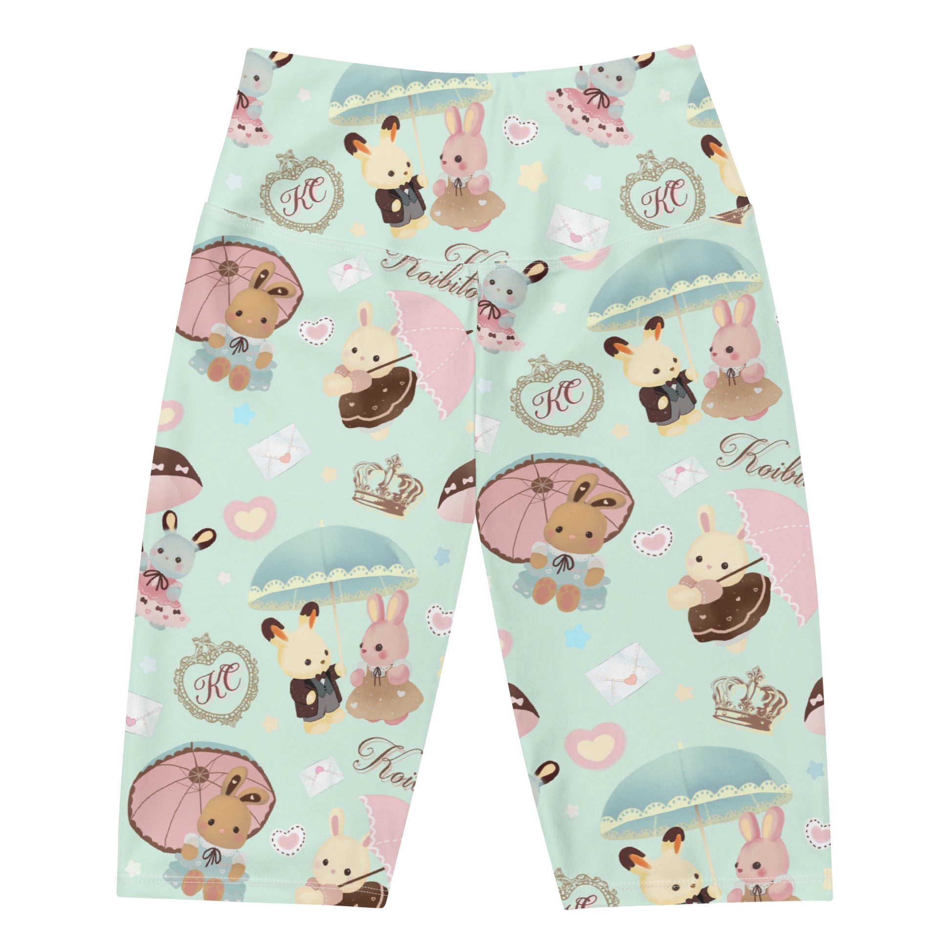 Cute and comfy Parasol Bunny Biker Shorts feature a whimsical design, perfect for playful spring style.