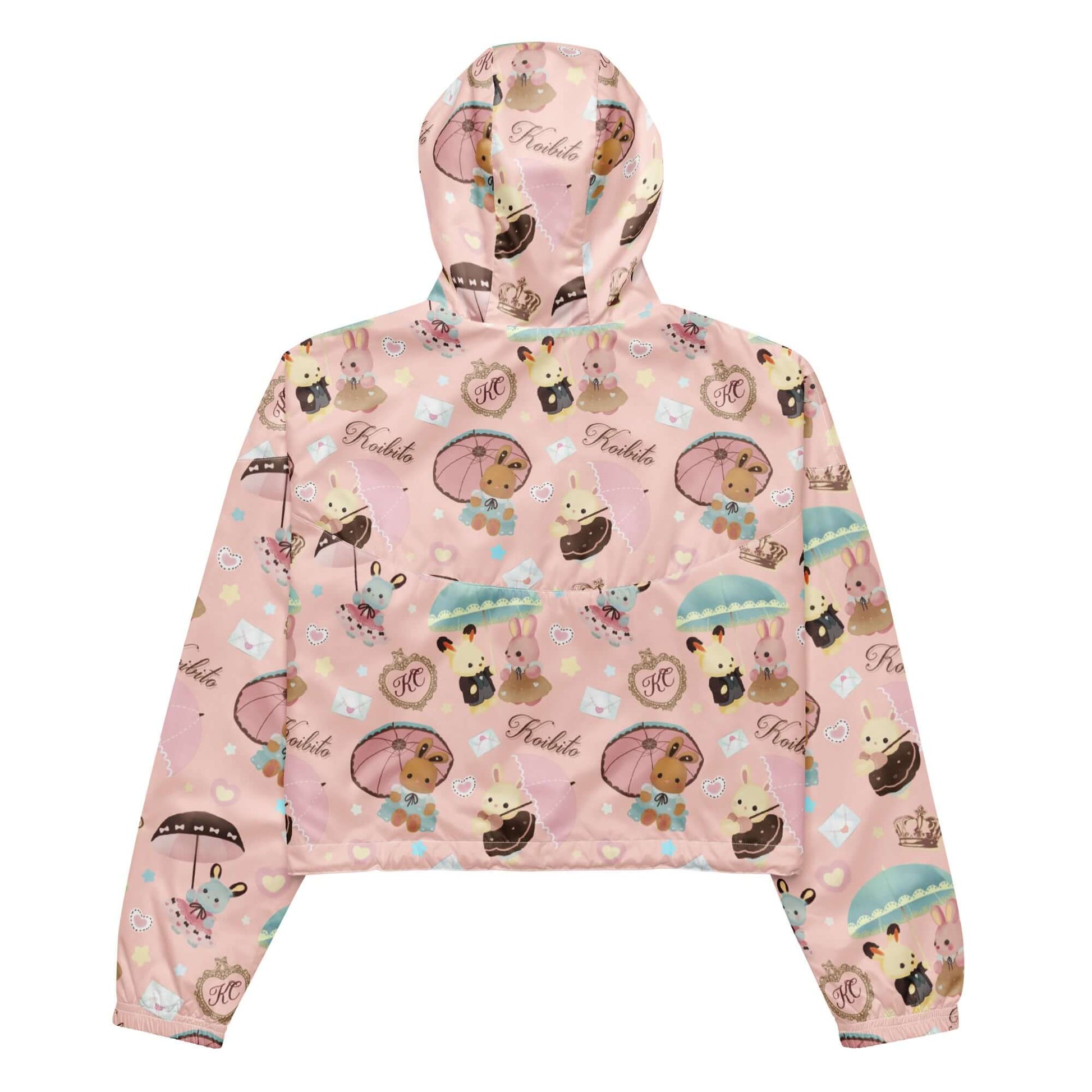 Stylish Parasol Bunny cropped windbreaker with fun prints, perfect for rainy adventures and everyday wear.