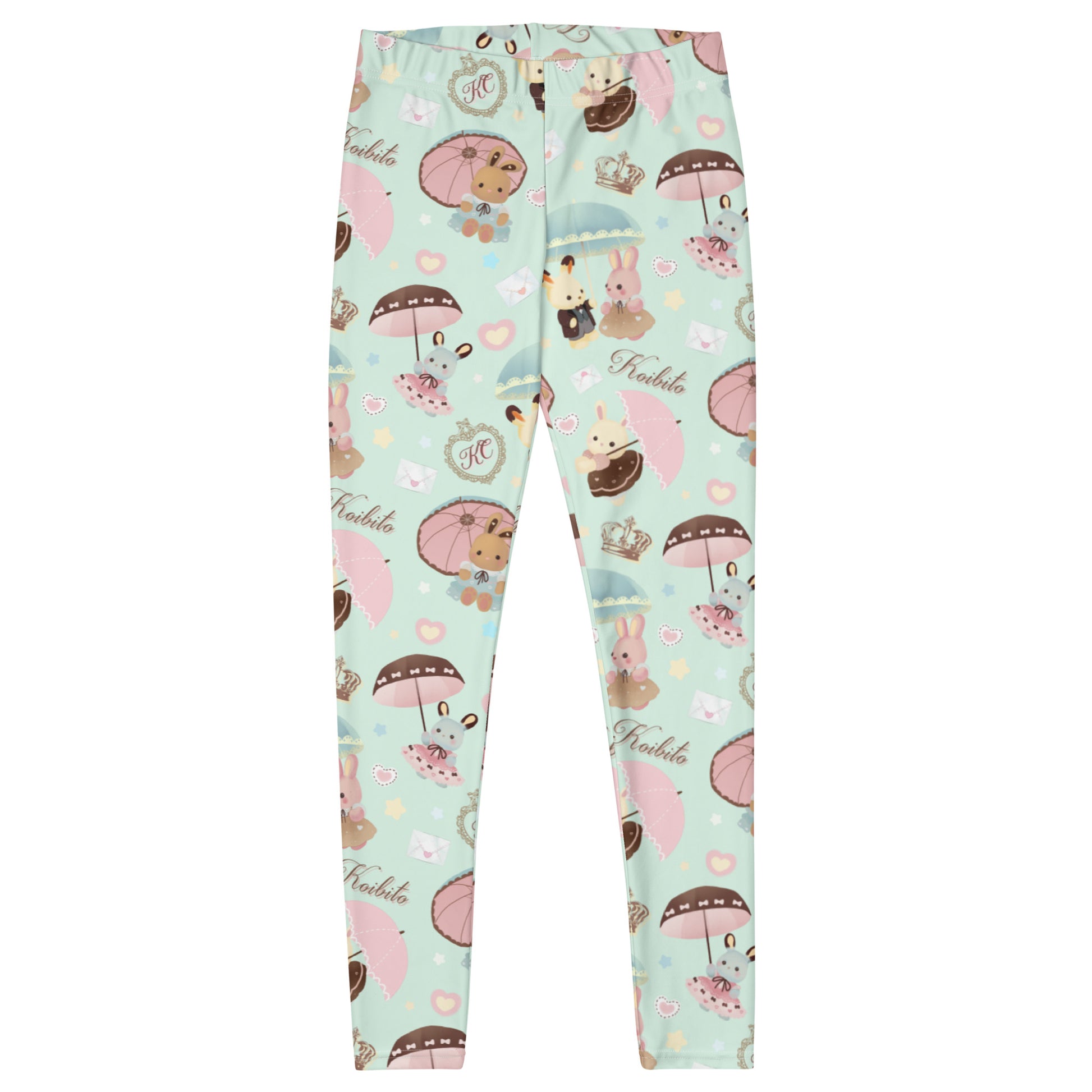 Cute Parasol Bunny Leggings featuring adorable bunnies and umbrellas, perfect for a stylish wardrobe update.