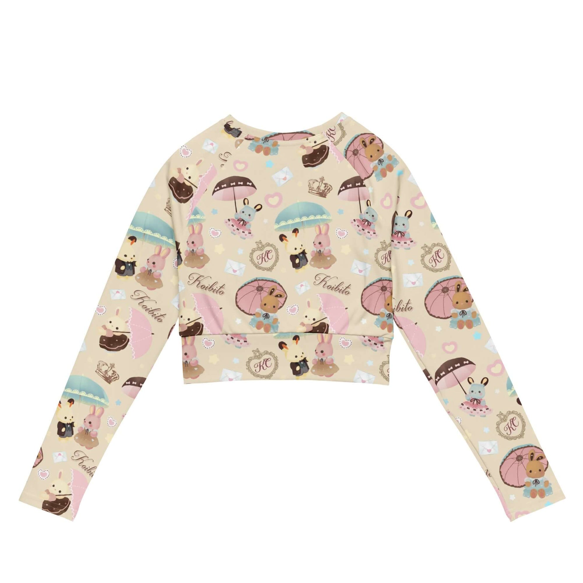 Stylish Parasol Bunny Long-sleeved Crop Top featuring an eco-friendly design for athleisure and comfort.