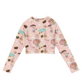 Stylish Parasol Bunny Long-sleeved Crop Top in eco-friendly fabric, perfect for athleisure and casual wear.