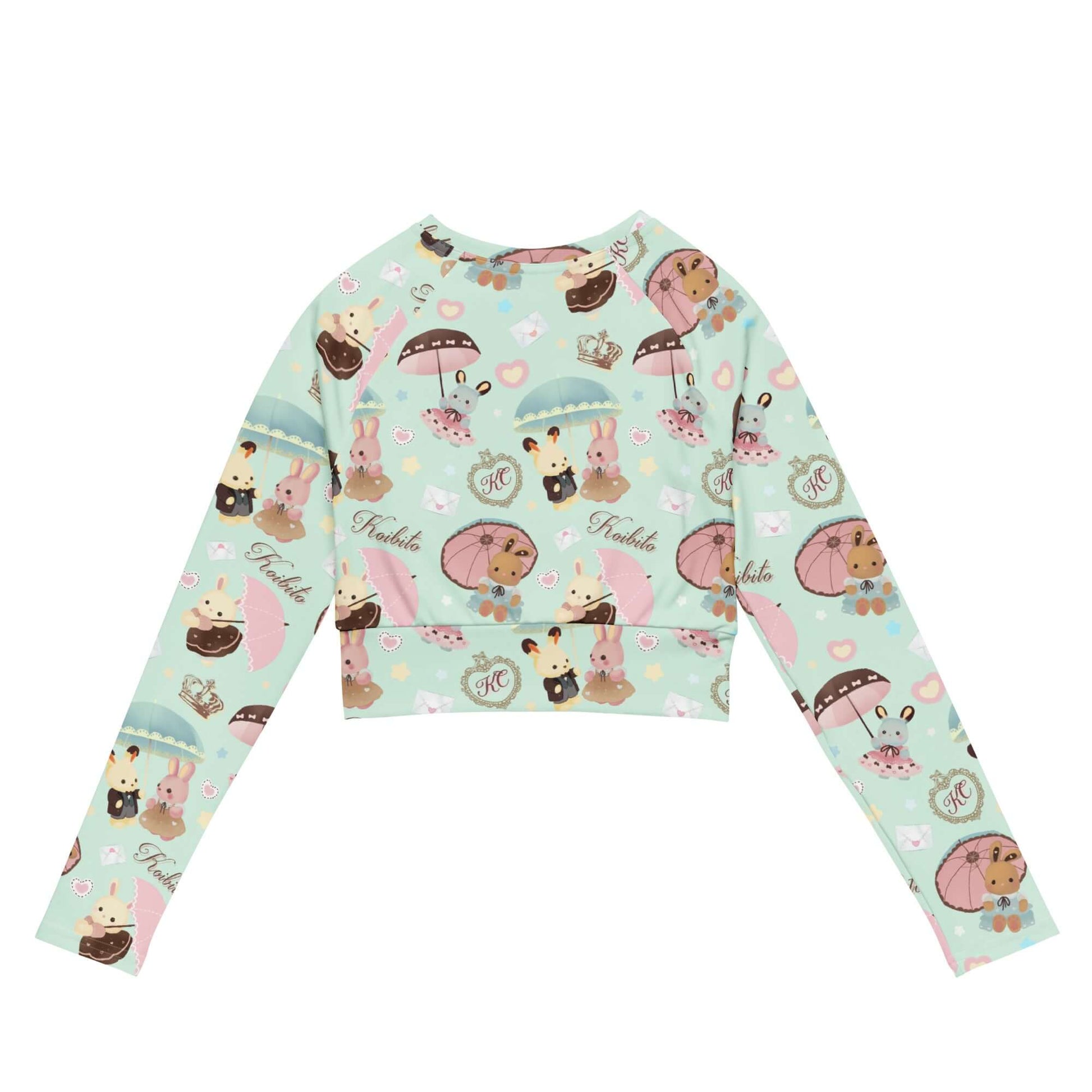 Parasol Bunny Long-sleeved Crop Top features a playful design, made from eco-friendly materials for comfort and style.