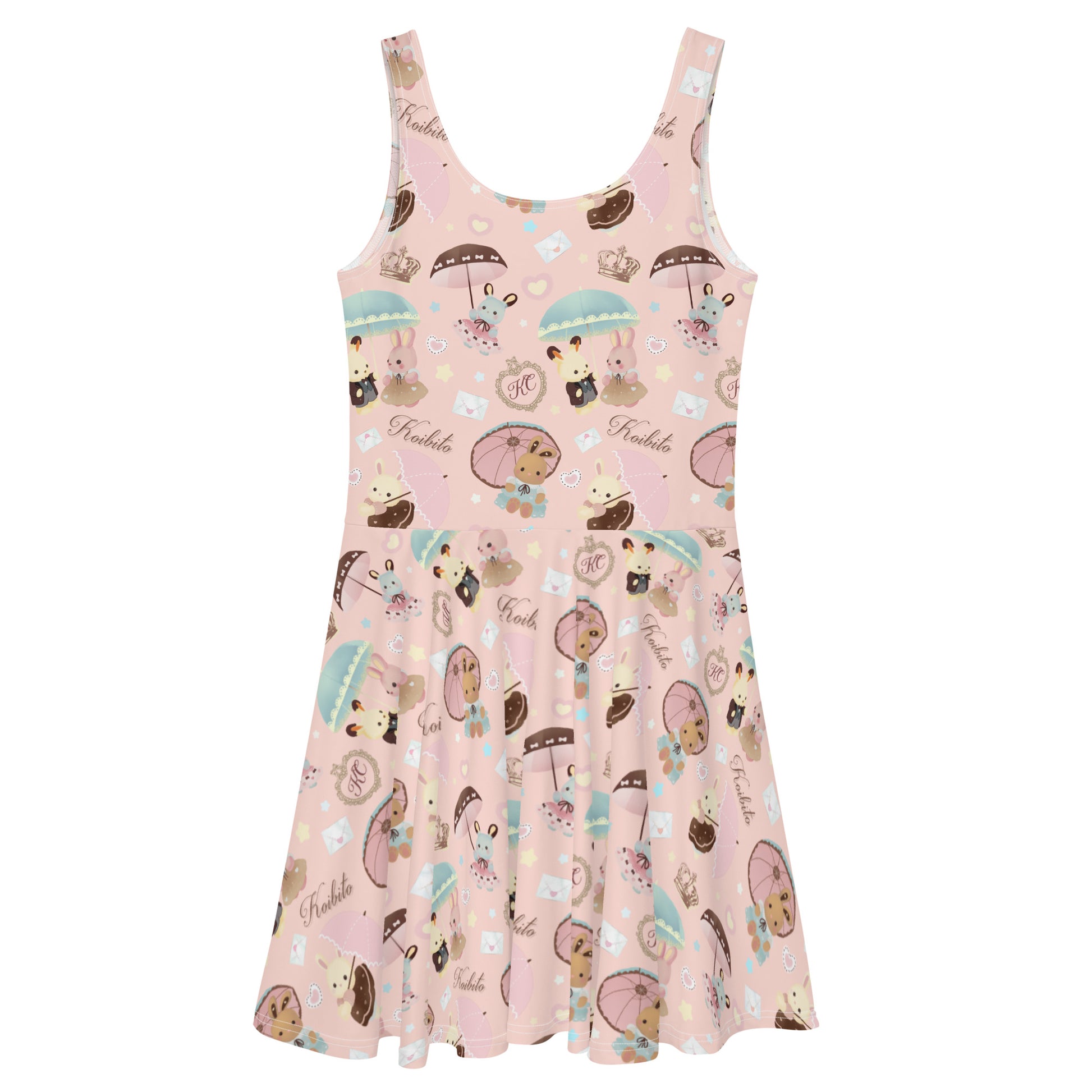 Kawaii Parasol Bunny Skater Dress featuring a playful design, perfect for spring tea parties and brightening your wardrobe.