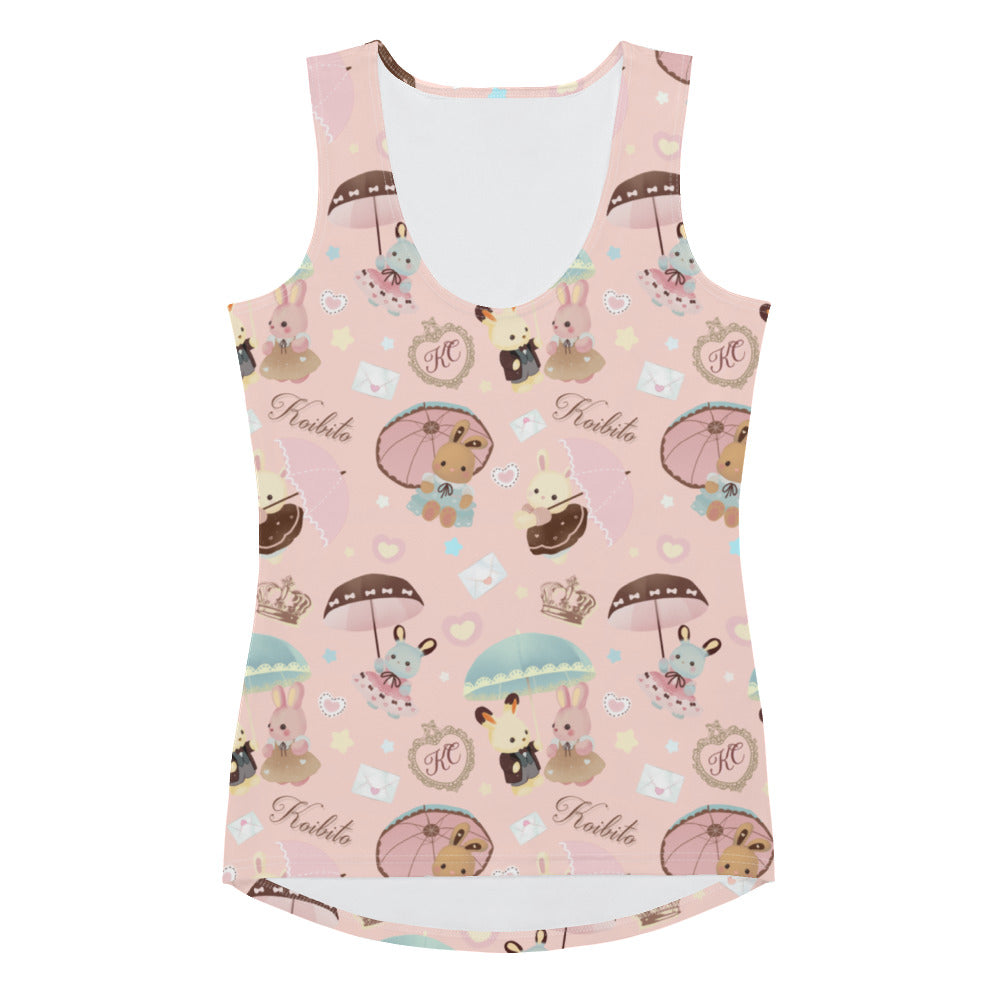 Brighten your spring wardrobe with the Parasol Bunny Tank Top, featuring a cute design perfect for tea parties!