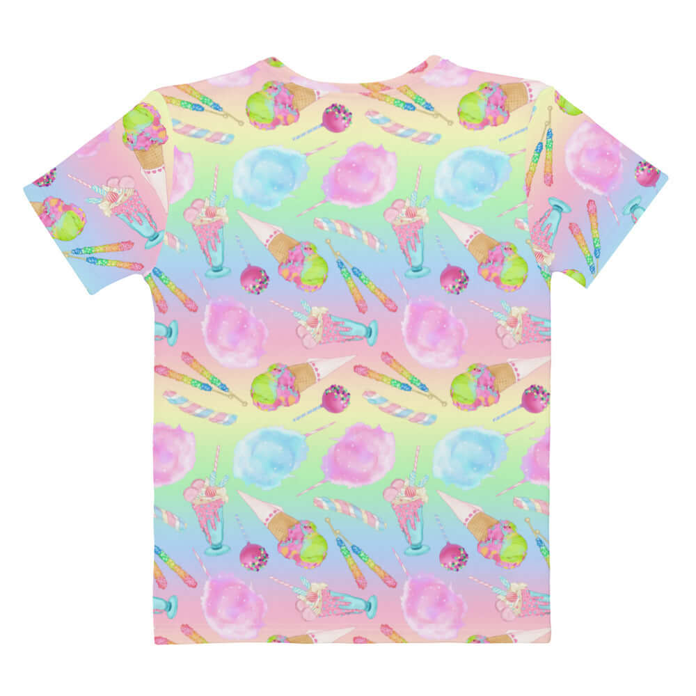 Pastel-patterned Rainbow Candy T-shirt, perfect for a cute and comfortable wardrobe statement.