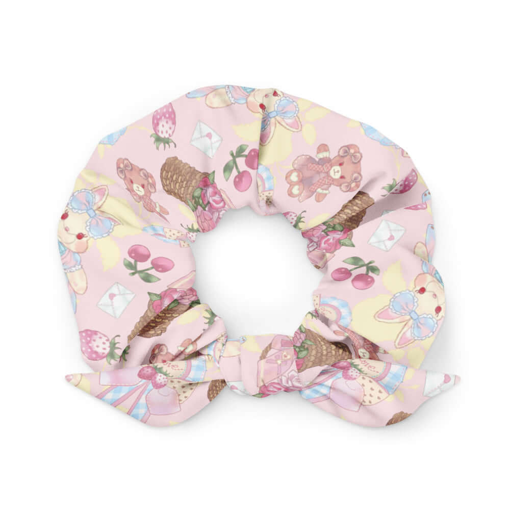Pastel-patterned Sweet Teddy Scrunchie adds a cute touch to any outfit, perfect for daily wear. Get yours today!