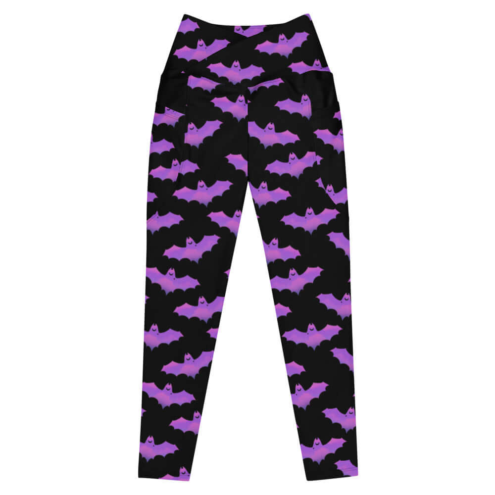 Premium Aensland Leggings feature a high-waisted cut, bat print, and two side pockets for stylish comfort.