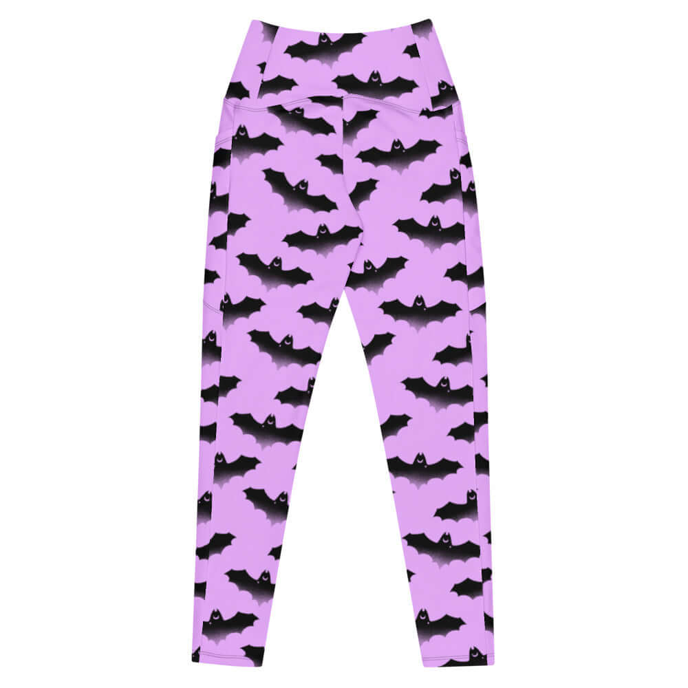 Stylish Premium Aensland Leggings in a bat pattern, featuring a high-waisted cut and convenient side pockets.