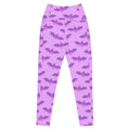 Stylish Premium Aensland Leggings in vibrant purple bat print, designed for comfort and training with handy side pockets.