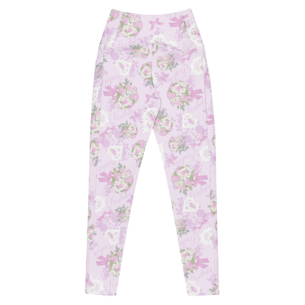 Premium Anniversary Leggings in a floral design, featuring a high-waisted cut and convenient side pockets.