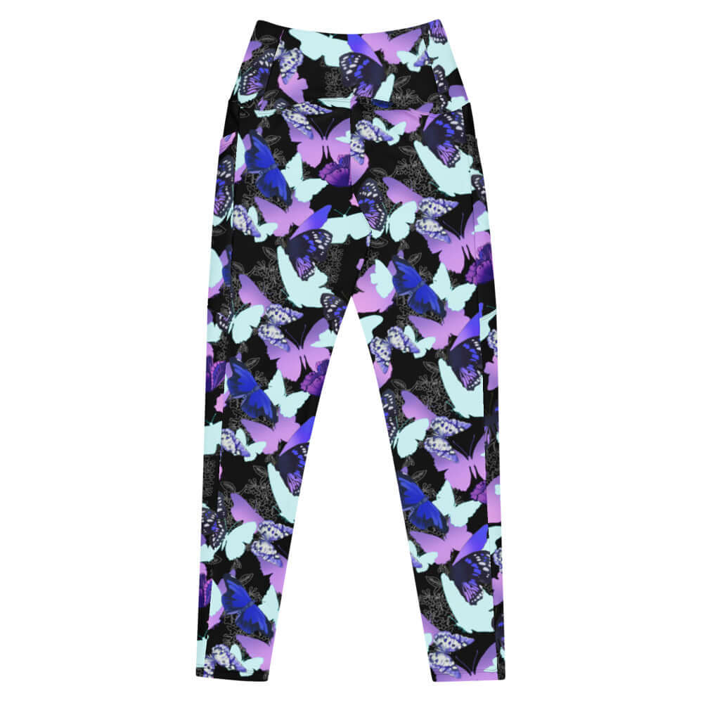 Colorful Premium Butterfly Leggings featuring vibrant butterfly silhouettes, perfect for a stylish and unique look.