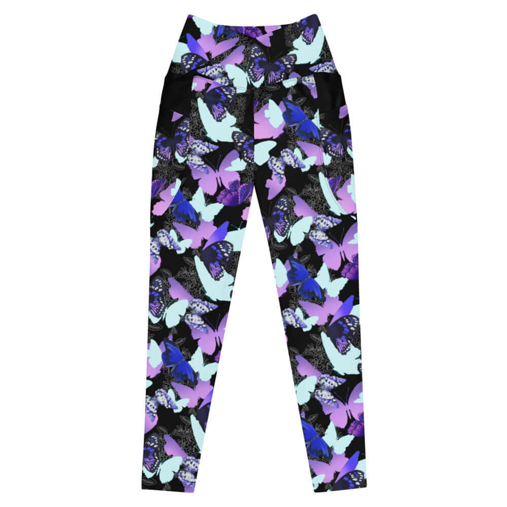 Colorful Premium Butterfly Leggings adorned with butterfly silhouettes, perfect for a stylish and unique look.