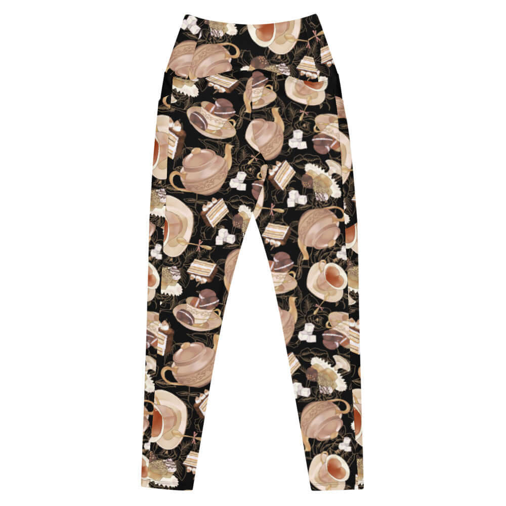 Stylish Premium Café Leggings with a black and brown design, perfect for workouts and everyday casual wear.