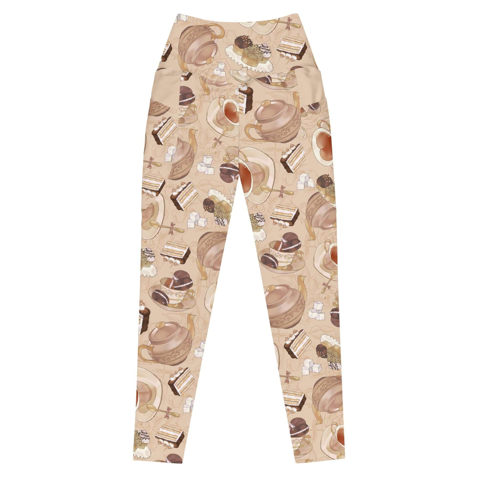 Stylish Premium Café Leggings with a coffee-themed print, perfect for workouts or casual outings. Comfortable and versatile.