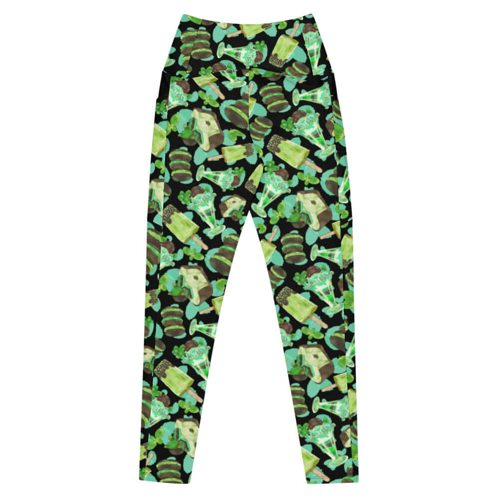 Premium Choco Mint Leggings feature a vibrant pattern, perfect for summer workouts or casual wear with comfort.