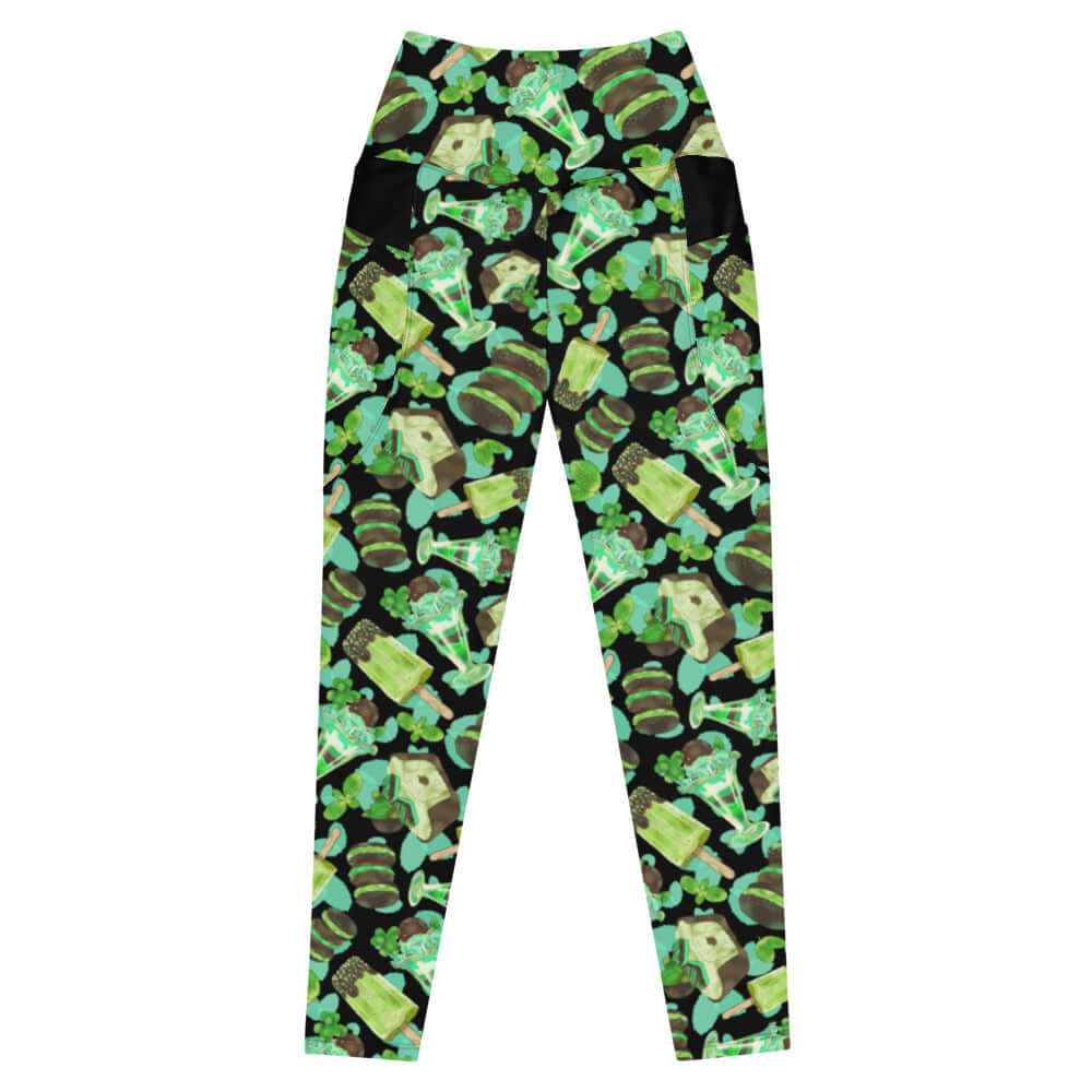 Bright and fun Premium Choco Mint Leggings with a high-waisted cut, perfect for summer workouts and lounging.