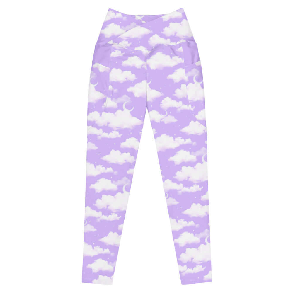 Premium Cloudy Sky Leggings in soft fabric feature a high-waisted design and pockets for ultimate comfort and style.