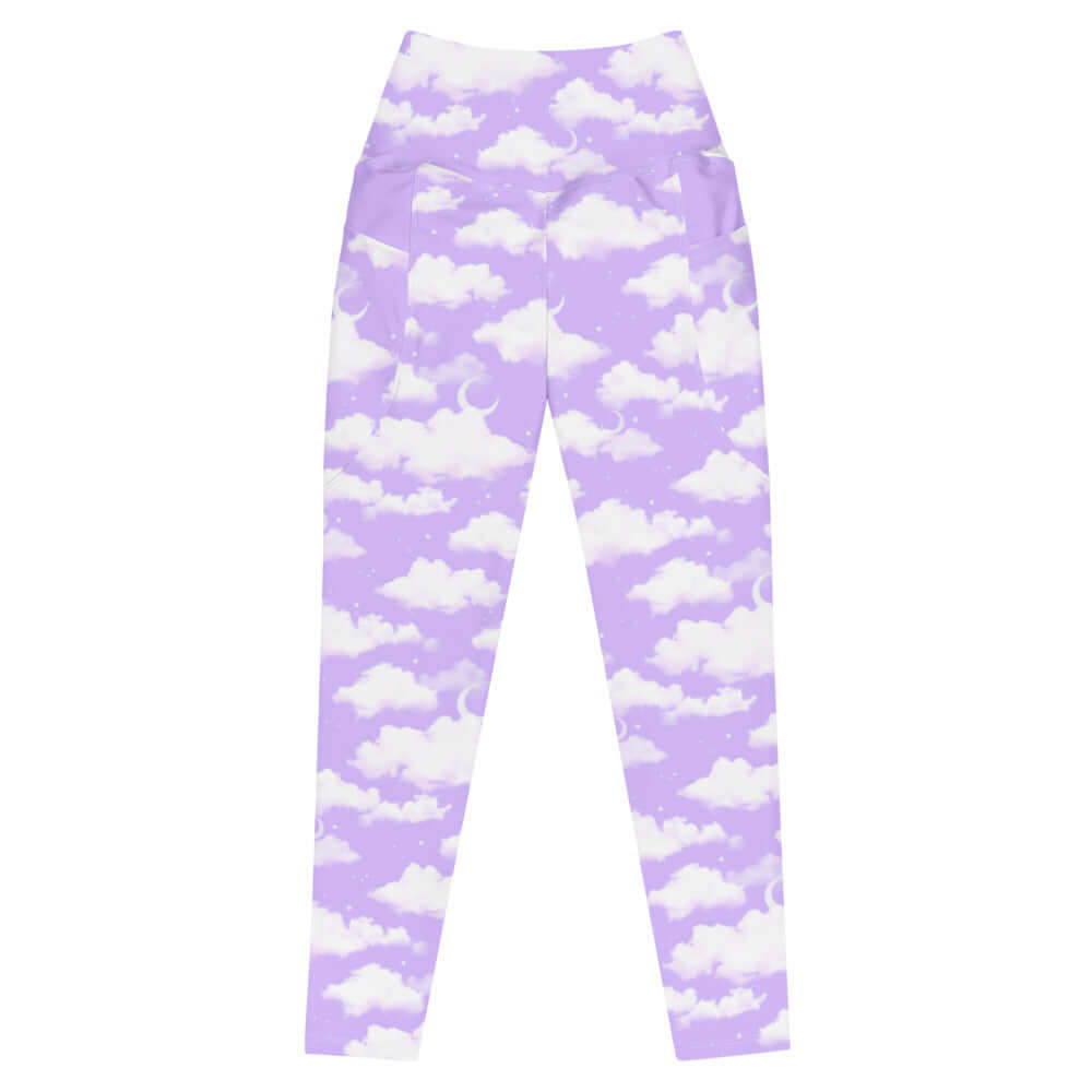 Premium Cloudy Sky Leggings in soft fabric, perfect for gym or casual wear, featuring high-waisted design and pockets.