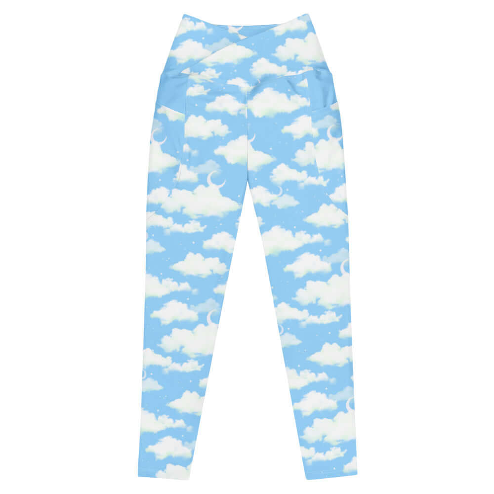 Stylish Premium Cloudy Sky Leggings in soft fabric, perfect for workouts or casual outings with high-waisted comfort.