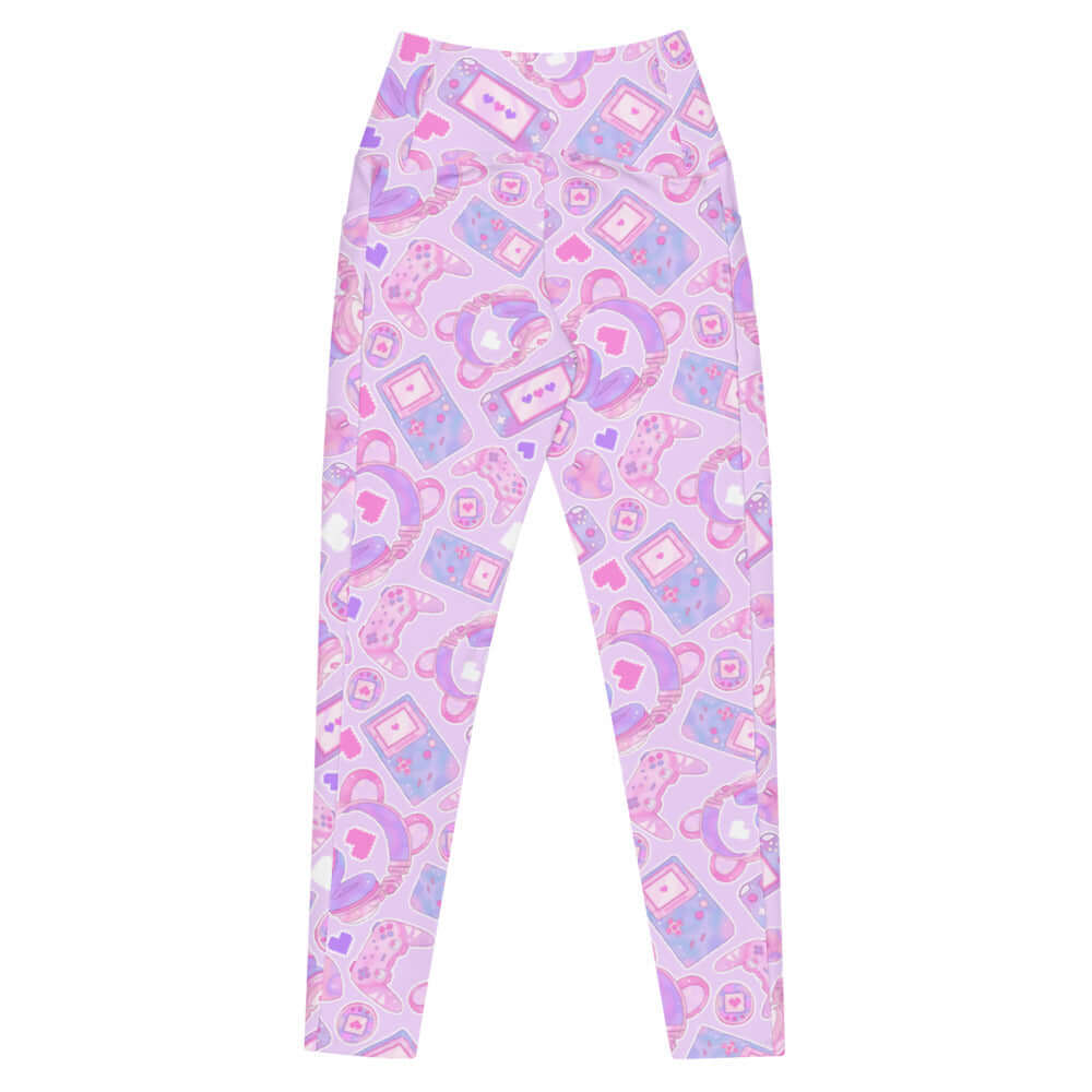 Stylish Premium Gamer Girl Leggings with fun patterns, perfect for workouts while showcasing your cute, nerdy side.