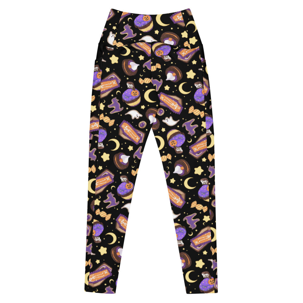 Premium Halloween Treat Leggings feature a fun design with pockets for style and comfort during any activity.