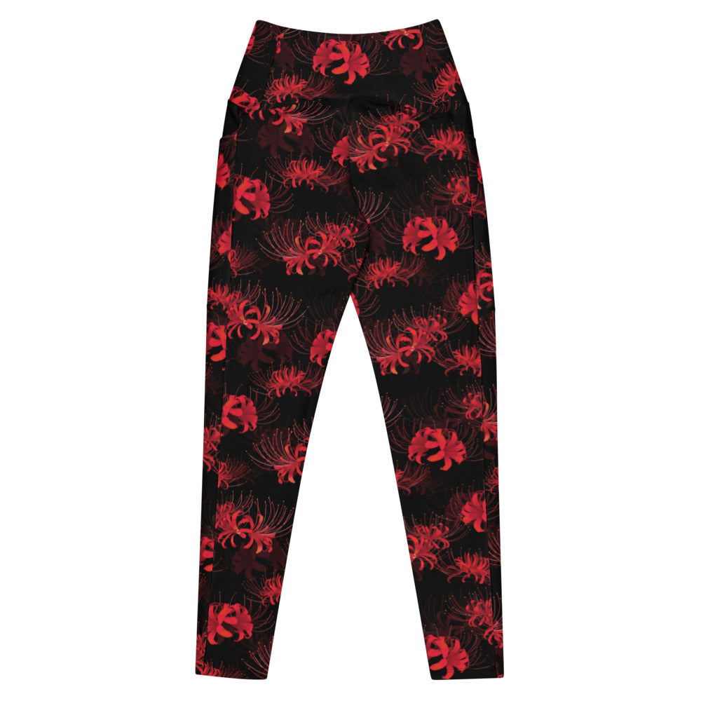 Stylish Premium Higanbana Leggings with a high-waisted cut, perfect for yoga and gym workouts.