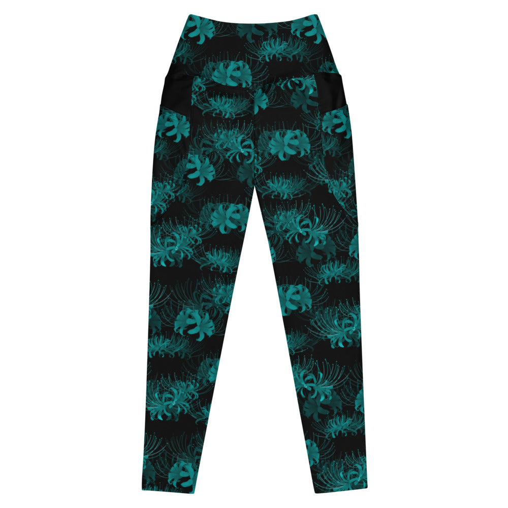 Stylish Premium Higanbana Leggings with a high-waisted cut, perfect for yoga and gym workouts.
