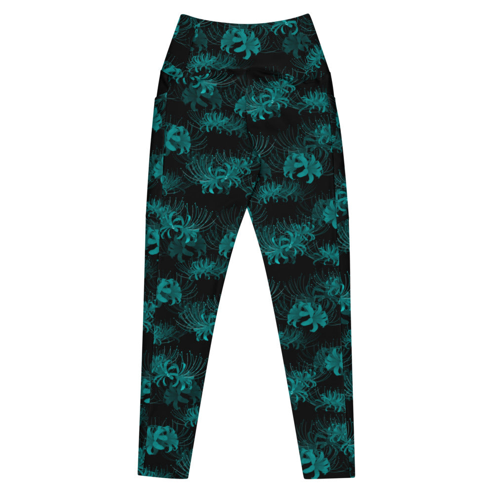 Stylish Premium Higanbana Leggings with a high-waisted cut, perfect for yoga and everyday wear.
