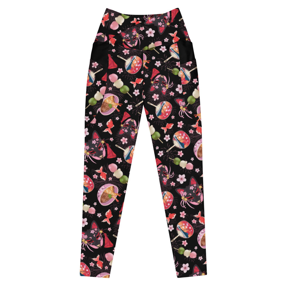 Stylish Premium Matsuri Leggings with vibrant patterns, perfect for the gym or casual wear. Soft and comfortable fit.