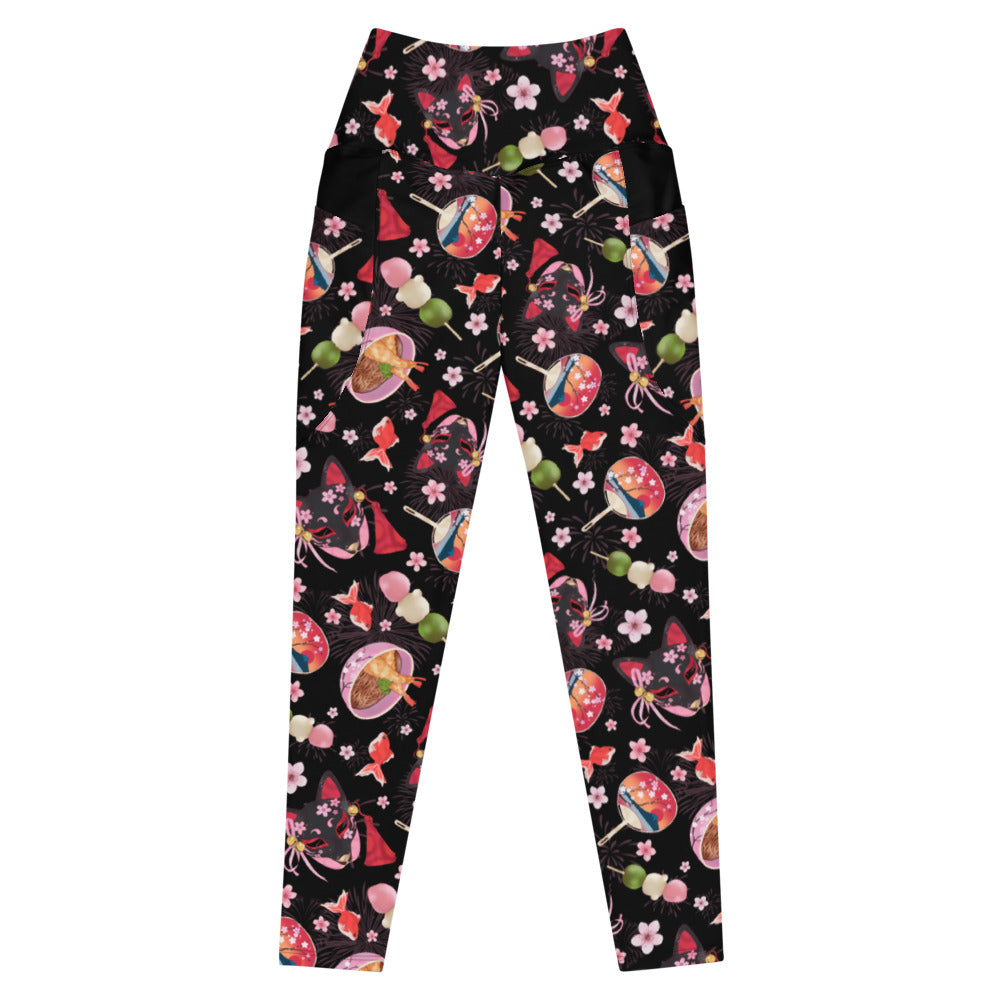 Stylish Premium Matsuri Leggings with vibrant patterns, perfect for workouts or casual wear. Soft, high-waisted comfort.