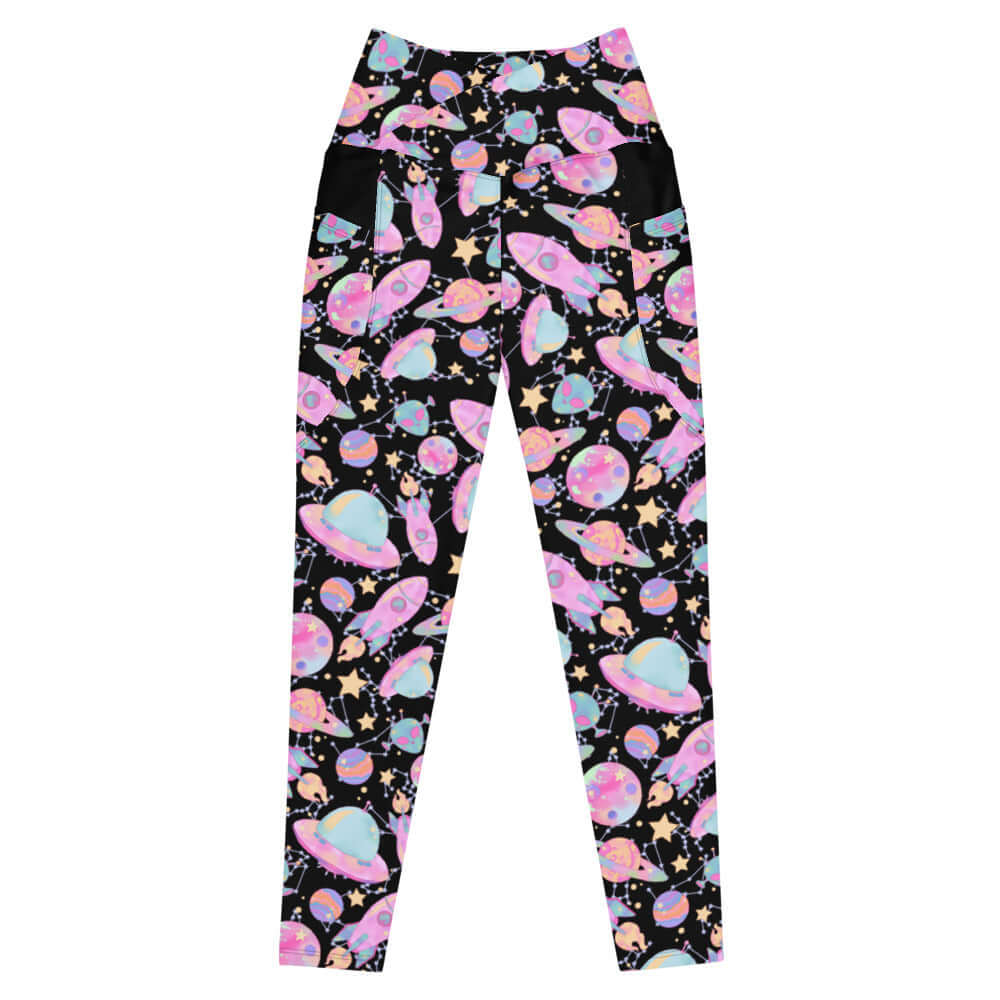 Stylish Premium Space Leggings with a fun cosmic print, perfect for workouts or casual outings.