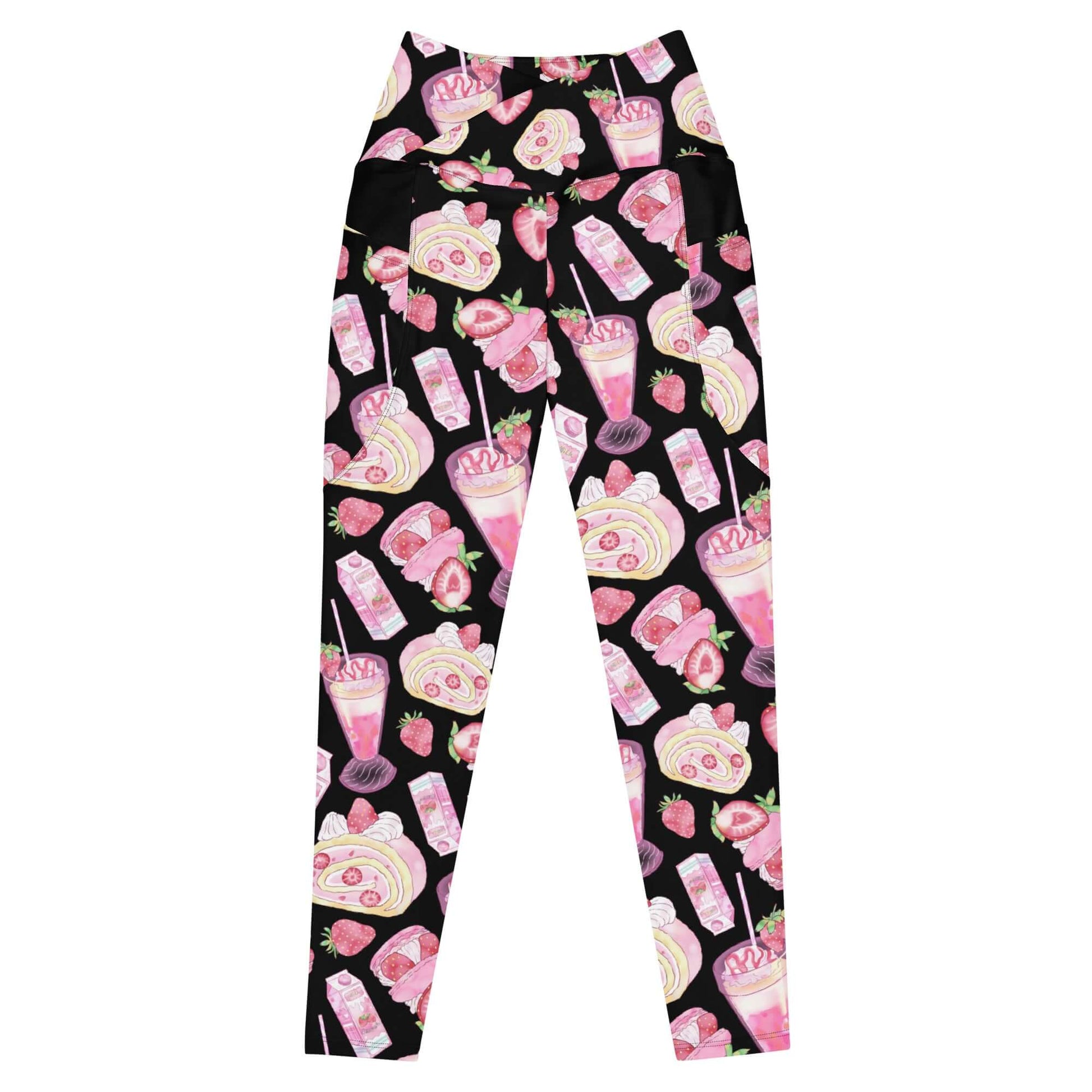 Bold and stylish, the Premium Strawberry Leggings feature a fun strawberry print and practical side pockets for comfort.
