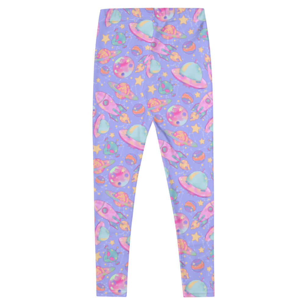 Colorful Space Leggings featuring vibrant planets and stars, perfect for stylish gym-to-town transitions.
