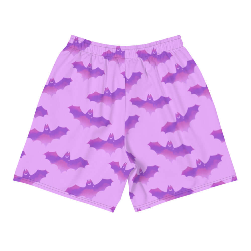 Men's Aensland Athletic Shorts feature a vibrant bat print, perfect for running or swimming in style and comfort.