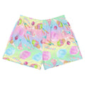 Rainbow Candy Athletic Short Shorts featuring a playful candy print, perfect for summer activities and lounging.