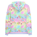 Vibrant Rainbow Candy Hoodie featuring a fun sweet-themed print, perfect for those with a sweet tooth!