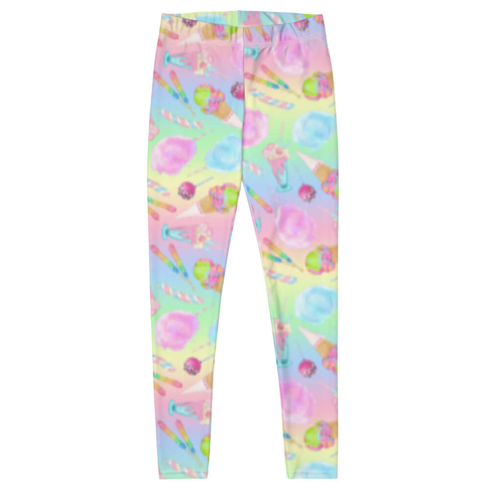 Colorful Rainbow Candy Leggings featuring candy and ice cream designs, perfect for a fun and stylish look.