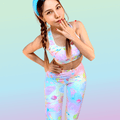 Stylish Rainbow Candy Leggings featuring colorful candy designs, perfect for fun, comfy outfits.