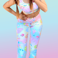 Stylish Rainbow Candy Leggings featuring colorful ice cream and candy designs, perfect for a fun, vibrant look.